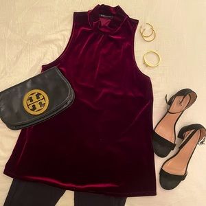 Burgundy Velvet Turtleneck - Size M
